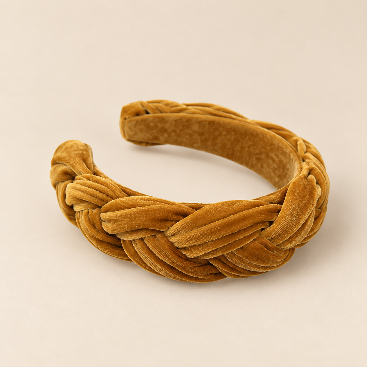 OCRE · DIADEMA DE TERCIOPELO TRENZADA