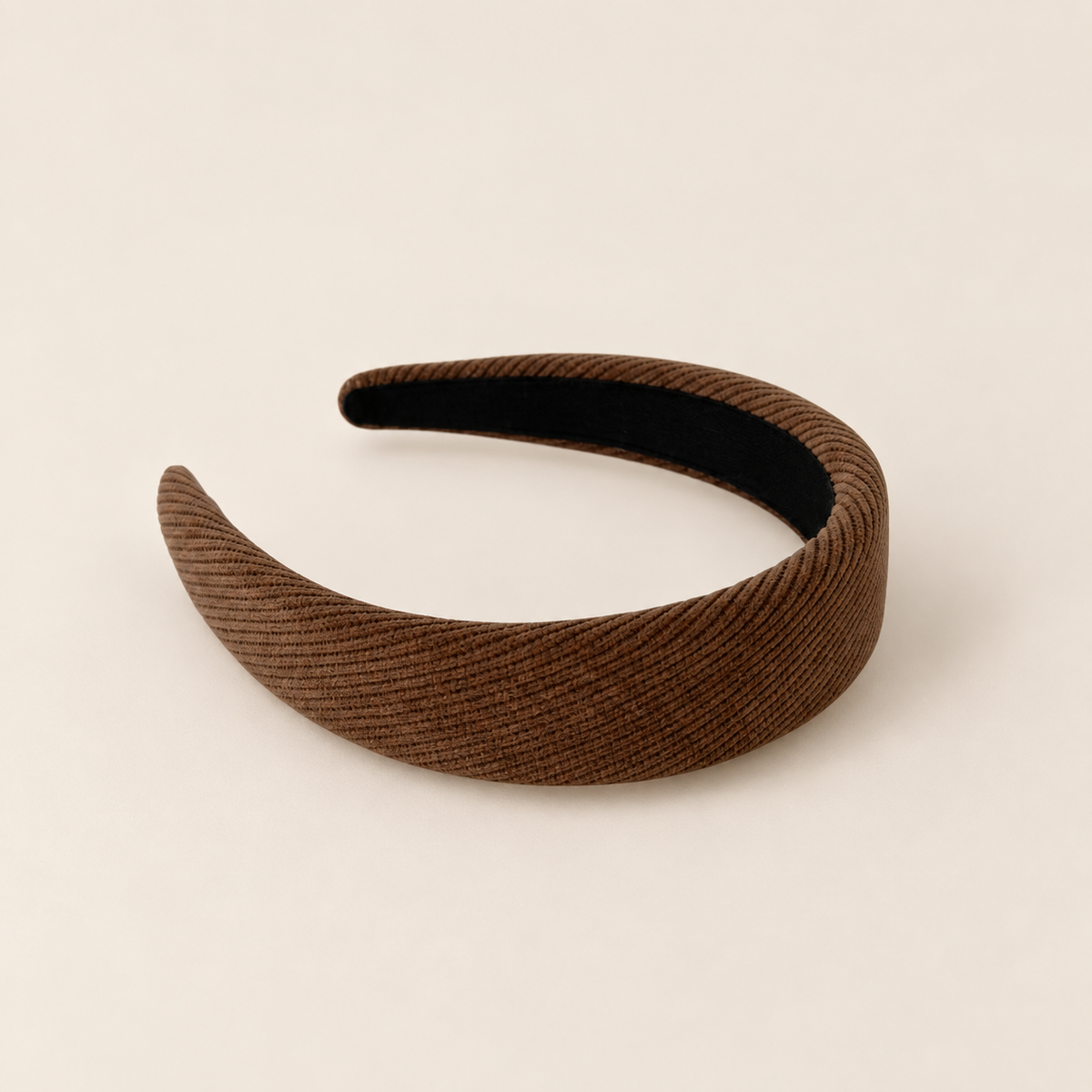 COCO RIBBON · DIADEMA DE TELA MARRÓN