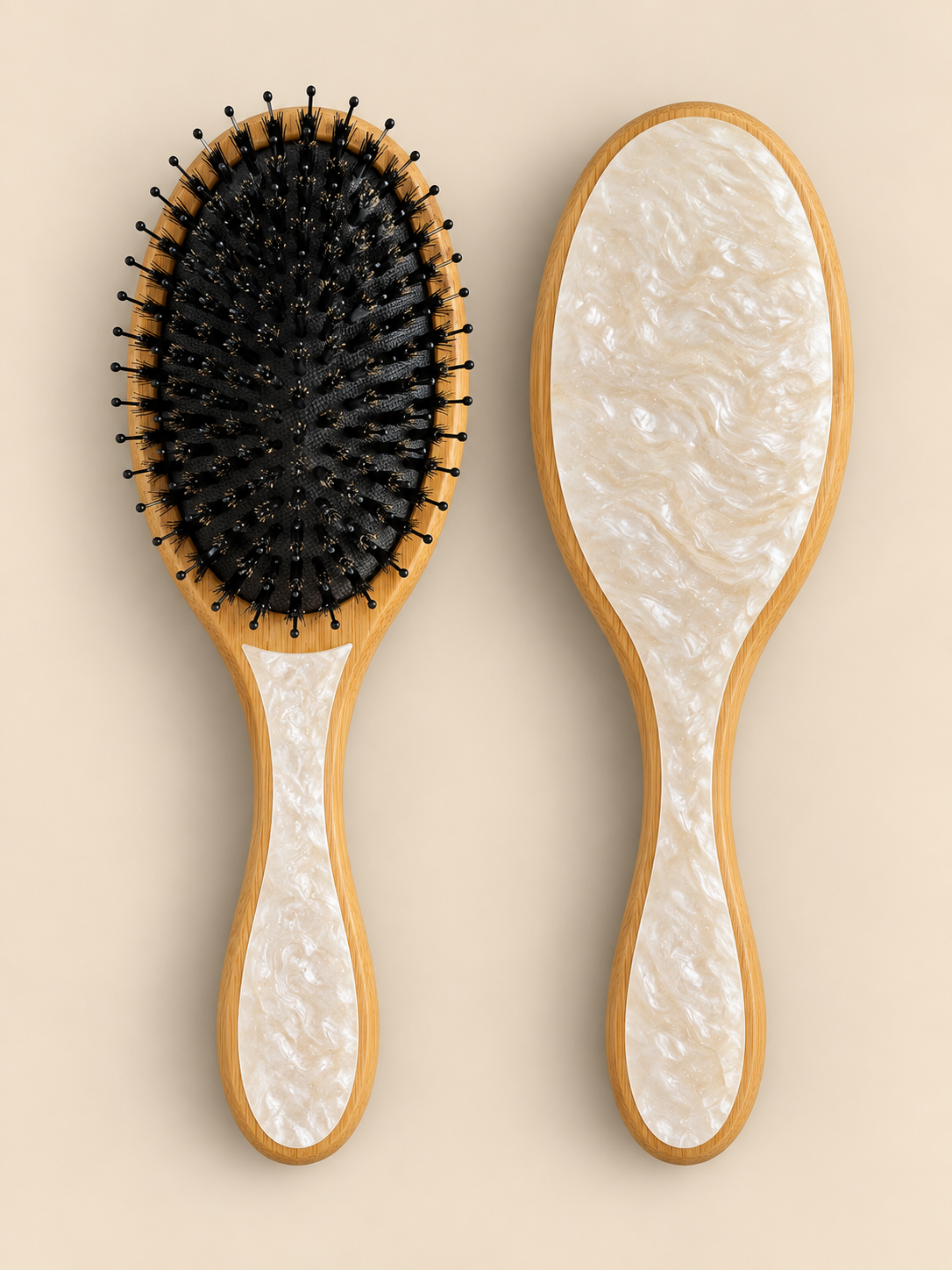 NÁCAR NAILON · CEPILLO DE PELO DE BAMBÚ Y ACETATO