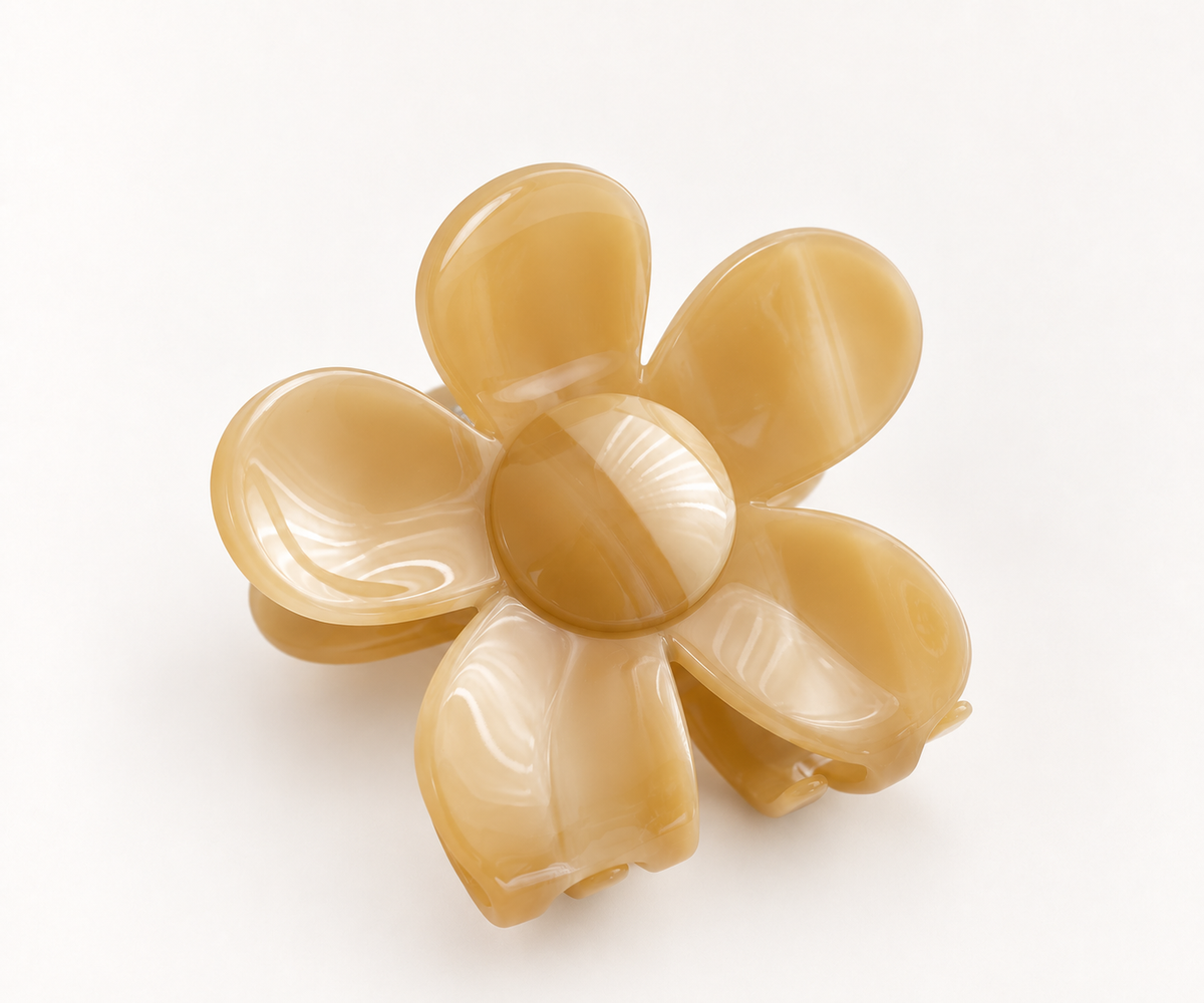 HONEY BLOOM · PINZA DE PELO FLOR EN TONO MIEL