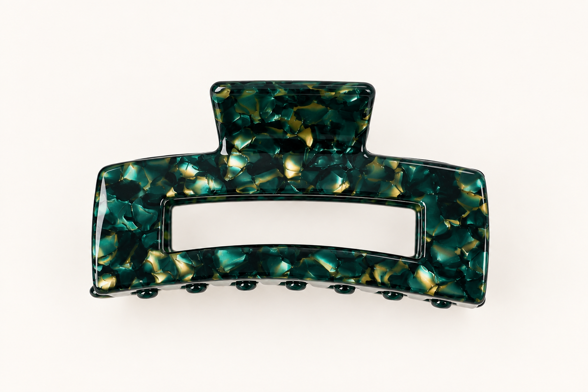 EMERALD MOSAIC · PINZA DE PELO VERDE MARMOLADO