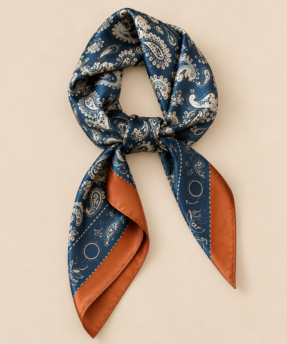 PAÑUELO PAISLEY · AZUL MARINO Y TERRACOTA