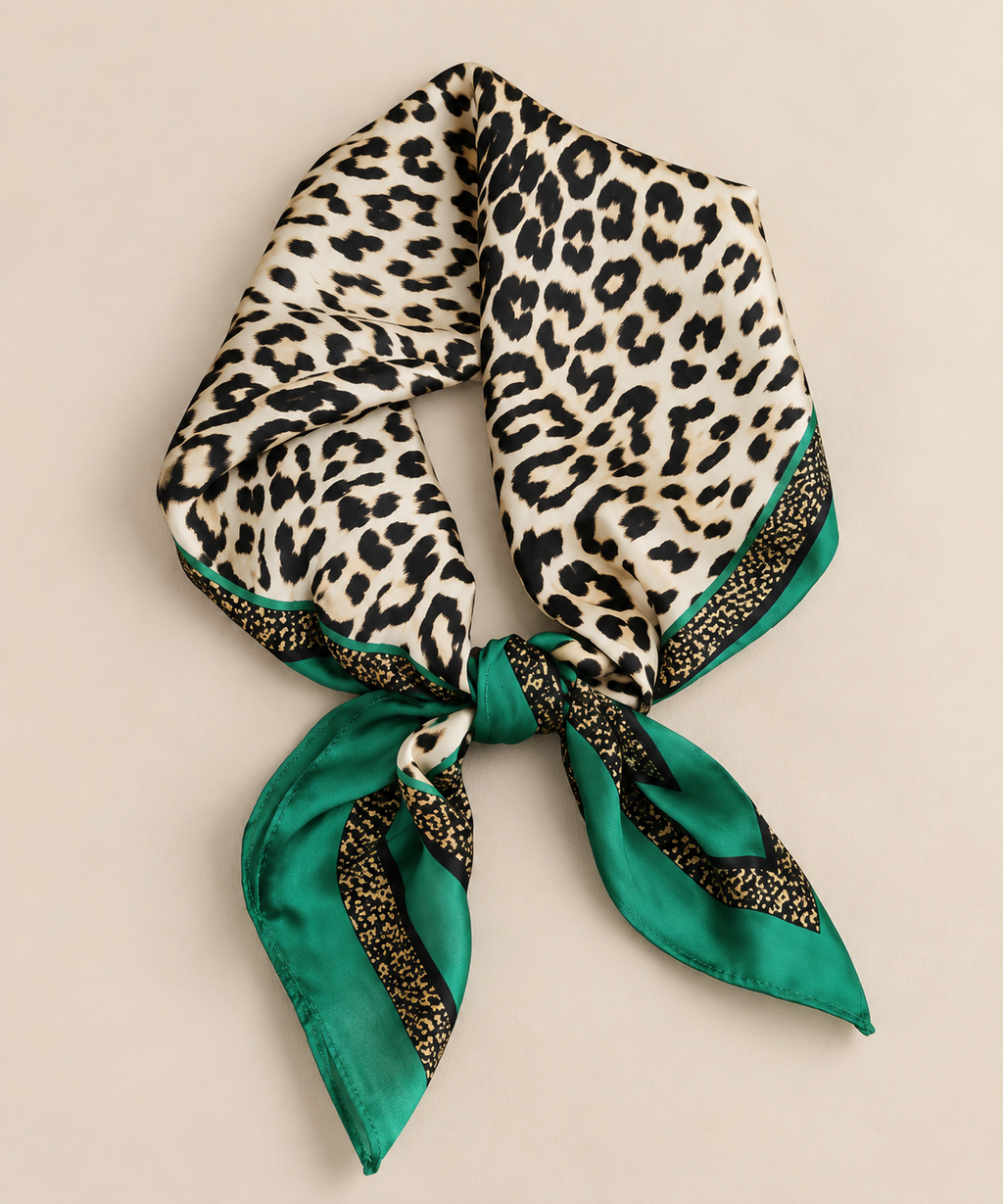 PAÑUELO LEOPARDO · VERDE ESMERALDA