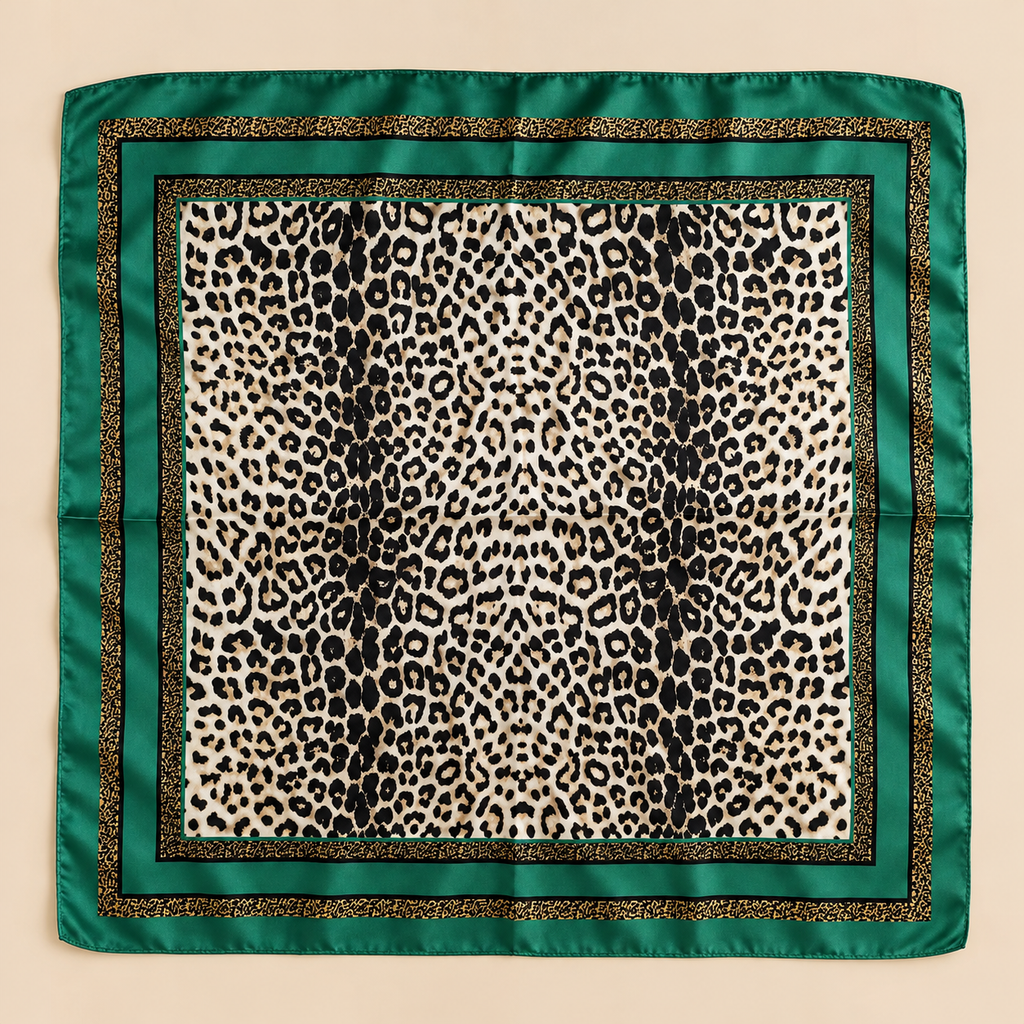 PAÑUELO LEOPARDO · VERDE ESMERALDA