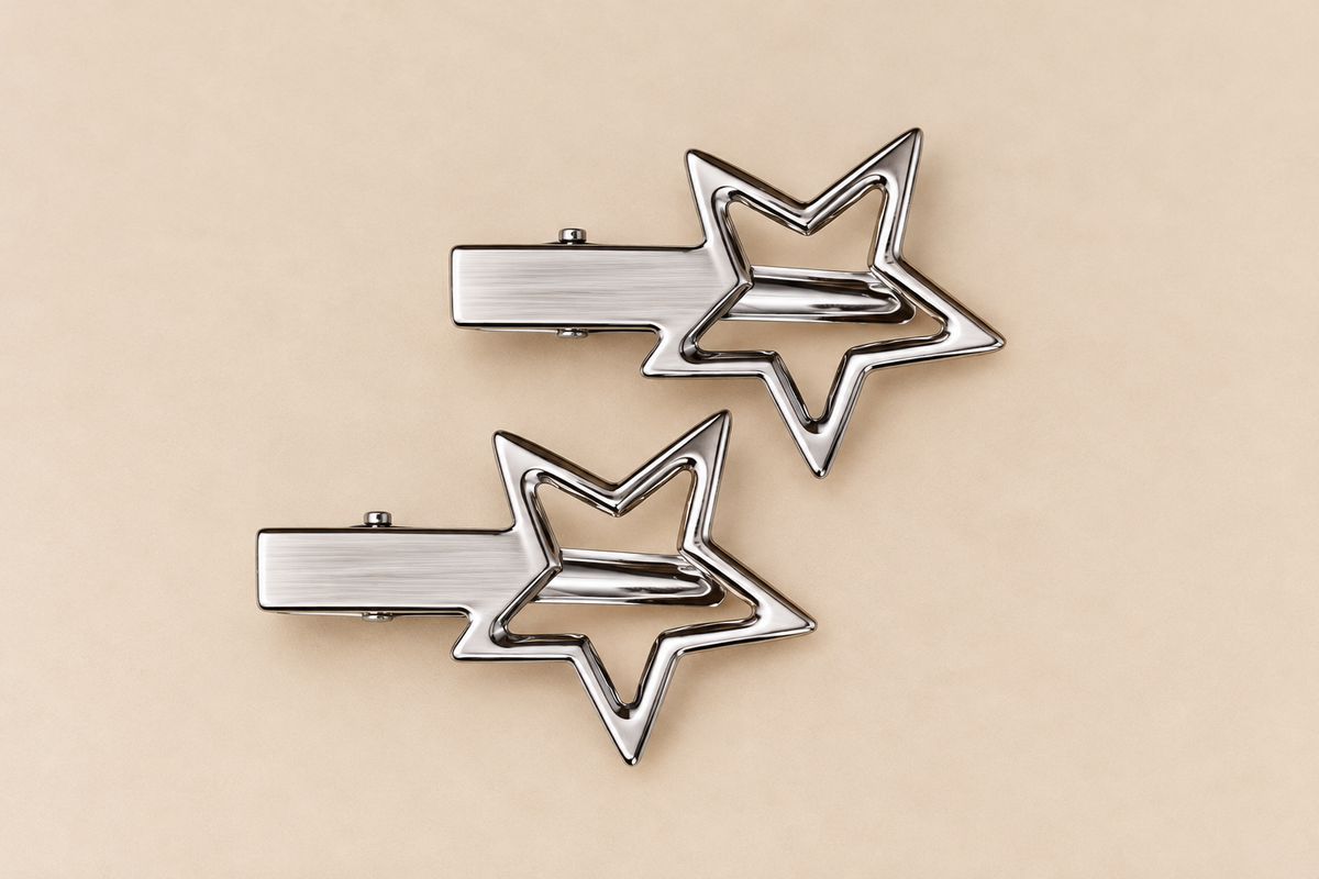 ESTRELLA · PINZA DE PELO METÁLICA — PLATA