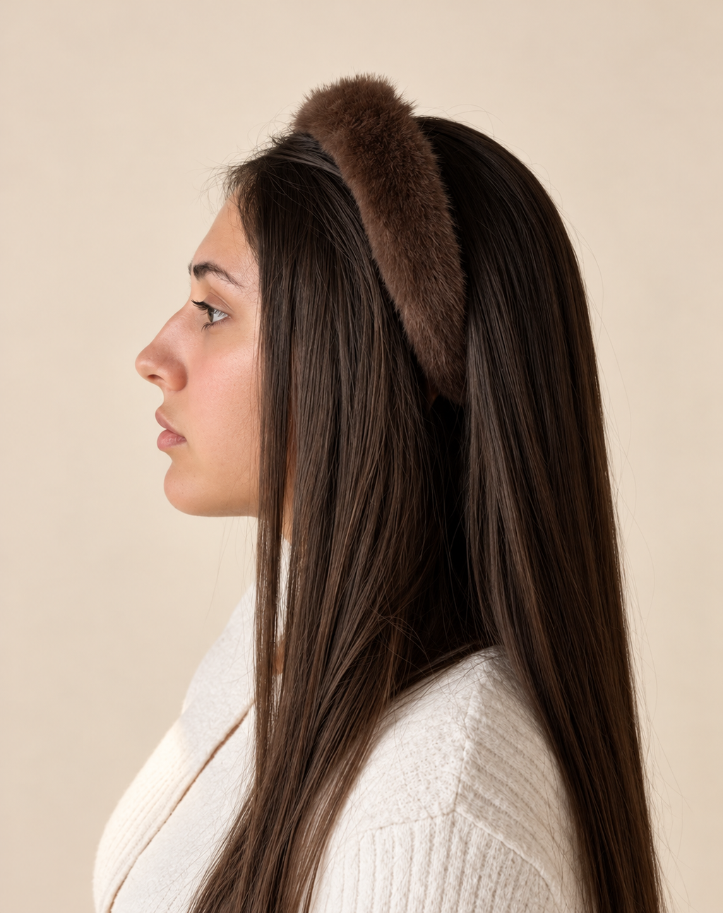 DIADEMA DE PELO SINTÉTICO · MARRÓN