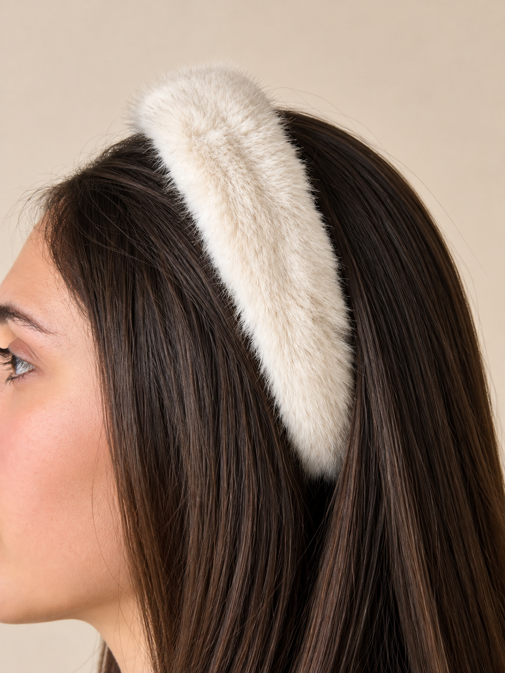 DIADEMA DE PELO SINTÉTICO · MARFIL